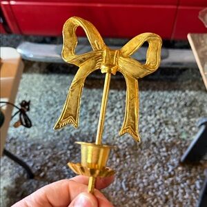 Gold Bow Candle Holder